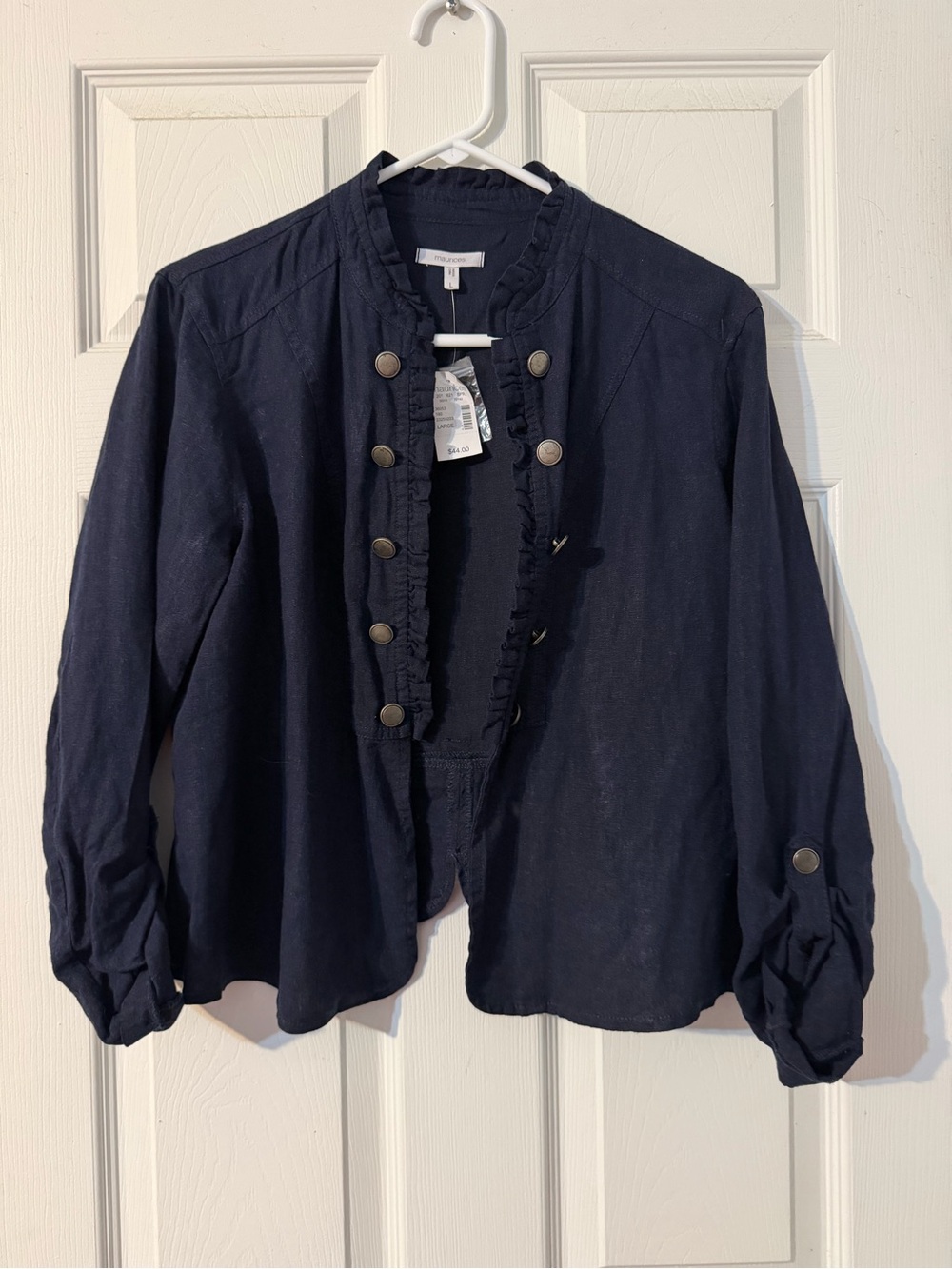 New with Tags Women’s Maurice’s Navy Blue Military Style Jacket Size Large